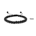 Adjustable hematite and obsidian bracelet with 6mm matte black lava stone beads - Small Lava Stone Style