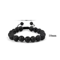 Men's 10mm black lava stone beaded bracelet with adjustable braided rope closure - Large Lava Stone Style