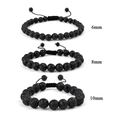 Adjustable black lava stone beaded bracelets for men in 6mm, 8mm, and 10mm sizes - 6mm/8mm/10mm Lava Stone Bracelet Combination