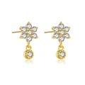 Eleganti orecchini a lobo a fiore in argento 925 dorato con pendenti in cristallo bianco - Argento 925 / Oro
