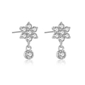 Eleganti orecchini a lobo a fiore in argento 925 con scintillanti zirconi bianchi - Argento 925 / Argento