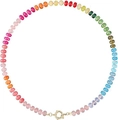 Bohemian rainbow gemstone rondelle beaded necklace with a golden spring clasp - Style 67 (6mm)