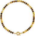 Bohemian beaded necklace featuring yellow tiger eye, agate and gold sailor clasp - Style 68 (6mm)