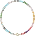 Colorful natural stone beaded necklace with gold spring clasp in bohemian dopamine style - Style 66 (6mm)