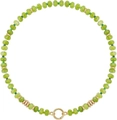 Bohemian style beaded necklace with grass green natural stones and golden spring clasp - Style 50 (6mm)