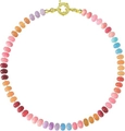 Bohemian multicolored natural stone beaded necklace with a golden metal spring clasp - Style 36 (6mm)