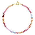 Bohemian style colorful bead necklace with gradient semi-precious stones and gold clasp - Style 44 (6mm)