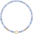 Bohemian choker necklace featuring gradient blue natural stone beads and gold hardware - Style 51 (6mm)