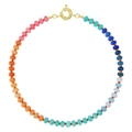Bohemian colorful natural stone beaded necklace with vibrant pink and blue gradient beads - Style 45 (6mm)