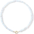 Bohemian beaded necklace with translucent white natural stones and gold spring clasp - Style 57 (6mm)