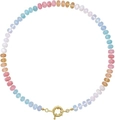 Colorful gemstone beaded necklace with pink and blue abacus beads and gold spring clasp - Style 55 (6mm)