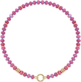 Bohemian style beaded necklace with pink and blue natural stones and gold metal clasp - Style 49 (6mm)