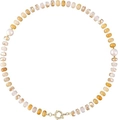Bohemian colorful natural stone and crystal beaded necklace with golden spring clasp - Style 58 (6mm)