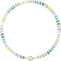Bohemian colorful natural stone beaded necklace with gold spring ring clasp - Style 59 (6mm)