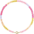 Bohemian multicolored crystal beaded necklace with vibrant natural stones and gold clasp - Style 60 (6mm)