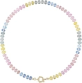Colorful bohemian natural stone beaded necklace with pastel candy-colored beads and gold clasp - Style 61 (6mm)
