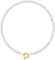 Bohemian beaded necklace featuring white cylinder stones and a golden spring ring clasp - Style 41 (6mm)