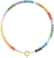Bohemian rainbow beaded necklace with colorful natural stones and golden spring clasp - Style 53 (6mm)