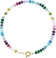 Bohemian colorful natural stone beaded necklace with multi-color beads and gold clasp - Style 56 (6mm)