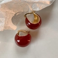 Rote Emaille-Creolen im Retro-Stil mit glänzendem Finish und goldenem Verschluss - Rot Groß