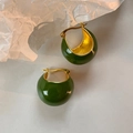 Vintage Ohrringe mit dunkelgrüner Emaille und eleganter goldener Metalloberfläche - Grün Groß