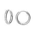 Orecchini a cerchio in argento con pietre di zircone e chiusura a scatto sicura - Stile Medio a Una Fila di Zirconia (E0016S) / Color Acciaio