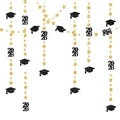 Détail de bannière de remise des diplômes 2026 avec chapeaux noirs et étoiles dorées - Noir Or (2026 Mix)