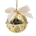 Detail of golden Noel bell with star cutouts and a plaid bow for Christmas decor - Noel Style (Random Letters) / Gold