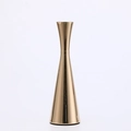 Polished golden brass candle holder with slim hourglass shape and non-slip base - Small / Gold