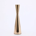 Elegant gold metal candle holder with slender neck and stable conical base - Medium / Gold
