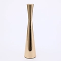 Sleek gold taper candle holder with a polished mirror finish and conical base - Large / Gold