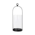 Minimalist black iron candle holder with tall glass cylinder and decorative handle - Large