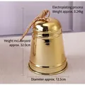 Goldenes galvanisiertes Weihnachtsglocken-Ornament mit rustikalem Seil und Spiegelglanz - Mittel / Gold
