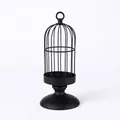 Klassischer kleiner Metallkerzenhalter im Vogelkäfig-Design in mattschwarzem Vintage-Stil - Klassisches Schwarz - Klein