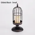 Vogelkäfig-Kerzenhalter aus Metall in Gold-Schwarz, kleine Größe mit Stumpenkerze - Antikes Gold-Schwarz - Klein