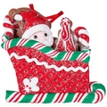 Sugar-coated Santa Claus on candy cane sleigh hanging ornament for Christmas tree decor - Style A Santa in Sled