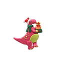 Ornamento natalizio a forma di dinosauro rosa con cappello e scatole regalo - Dinosauro Rosa