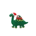 Addobbo natalizio a forma di dinosauro verde con cappello rosso e decoro pudding - Dinosauro verde