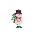 Ornement de bonhomme de neige en pâte polymère avec écharpe et sapin de Noël - Bonhomme de neige