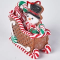 Weihnachts-Schneemann auf Zuckerstangen-Schlitten Anhänger mit glitzerndem Finish - Stil B Schneemann im Schlitten