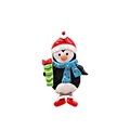 Ornement pingouin de Noël peint à la main avec bonnet rouge et écharpe bleue décor - Manchot