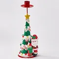 Weihnachtlicher Kerzenhalter Typ B mit Tannenbaum und kleiner Weihnachtsmannfigur - Weihnachtsmann umarmt Baum Stil (Stil B)