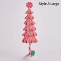 Stil A große Weihnachts-Bonbon-Baum-Deko mit rot-weißen Bändern und Schneebasis - Stil A (Geschichtetes Banddesign) / Groß