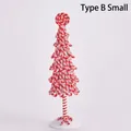 Mini-Weihnachtsbaum-Ornament mit rot-weißem Zuckerstangen-Spiral-Design und Basis - Stil B (Zuckerstangen-Stapeldesign) / Klein
