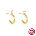 Asymmetrische S925 Sterlingsilber Gold C-Creolen mit klaren Zirkonia-Steinen für Damen - Mehrform-Hauptstein-Stil (#5 Gold) / Gold