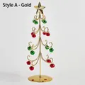 Stil A Mini Weihnachtsbaum aus Goldmetall für den Schreibtisch mit bunten Glocken - Stil A Goldene Spiralbaum