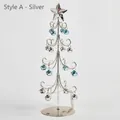 Silberner Eisen-Weihnachtsbaum Stil A für den Schreibtisch mit blauen Glocken - Stil A Silberner Spiralbaum