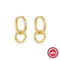 S925 sterling silver interlocking gold hoop earrings with sparkling cubic zirconia inlay - Double Hoop Interlocking Style (60245371947C) / Gold Interlocking Circles (#3 Gold)