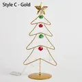 Mini-Weihnachtsbaum Modell C aus goldenem Metalldraht mit LED und Glocken - Stil C Goldener 4-Schicht-Baum