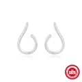 Elegant 925 sterling silver wave hoop earrings with glittering pavé cubic zirconia - Streamlined Water Drop Style (#6 Platinum)
